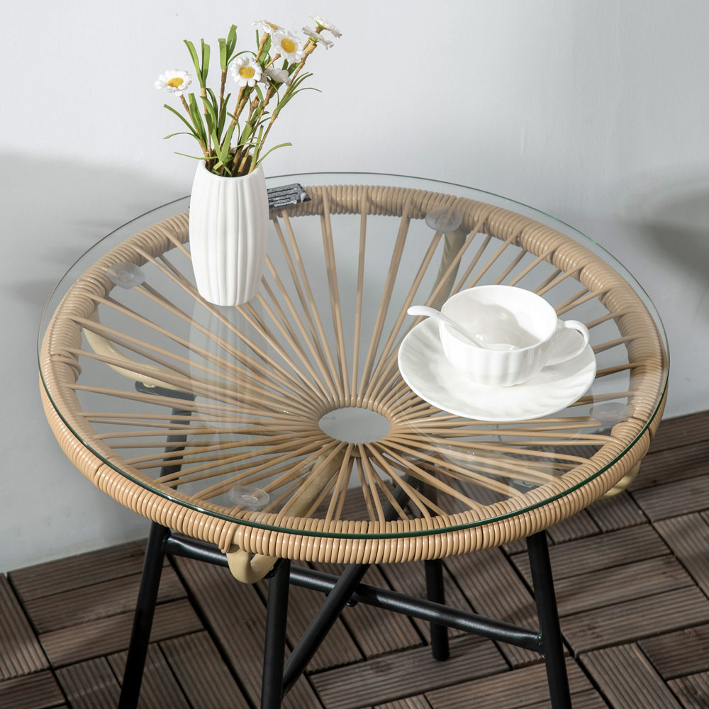 Outsunny Black Rattan Side Round Table Image 4