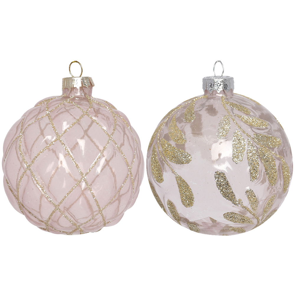 Pink Tinted Champagne Glitter Bauble Image 1