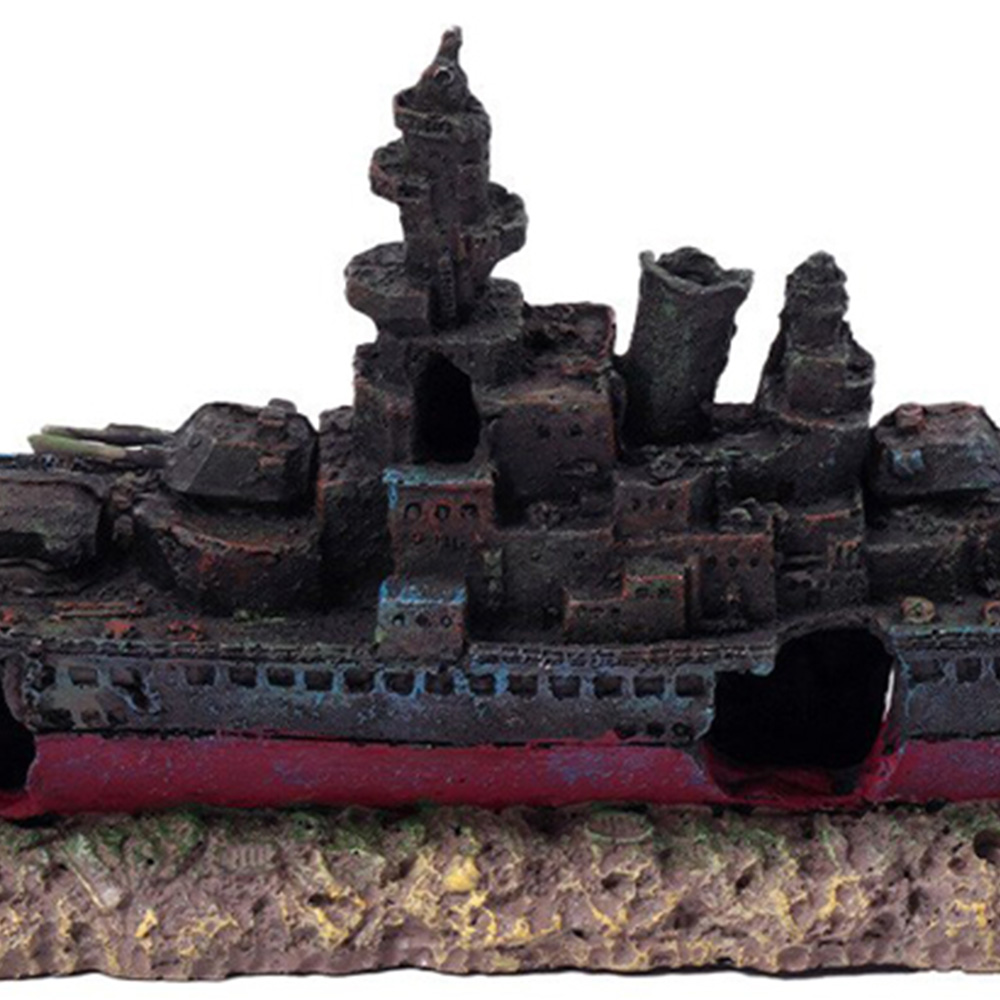 Underwater Warship Aquarium Ornament - Black Image 5