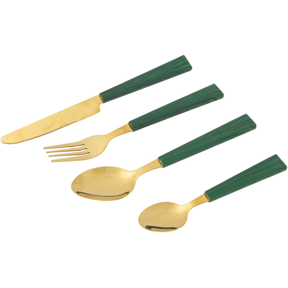 Emerald Gold Cutlery Set Image 5