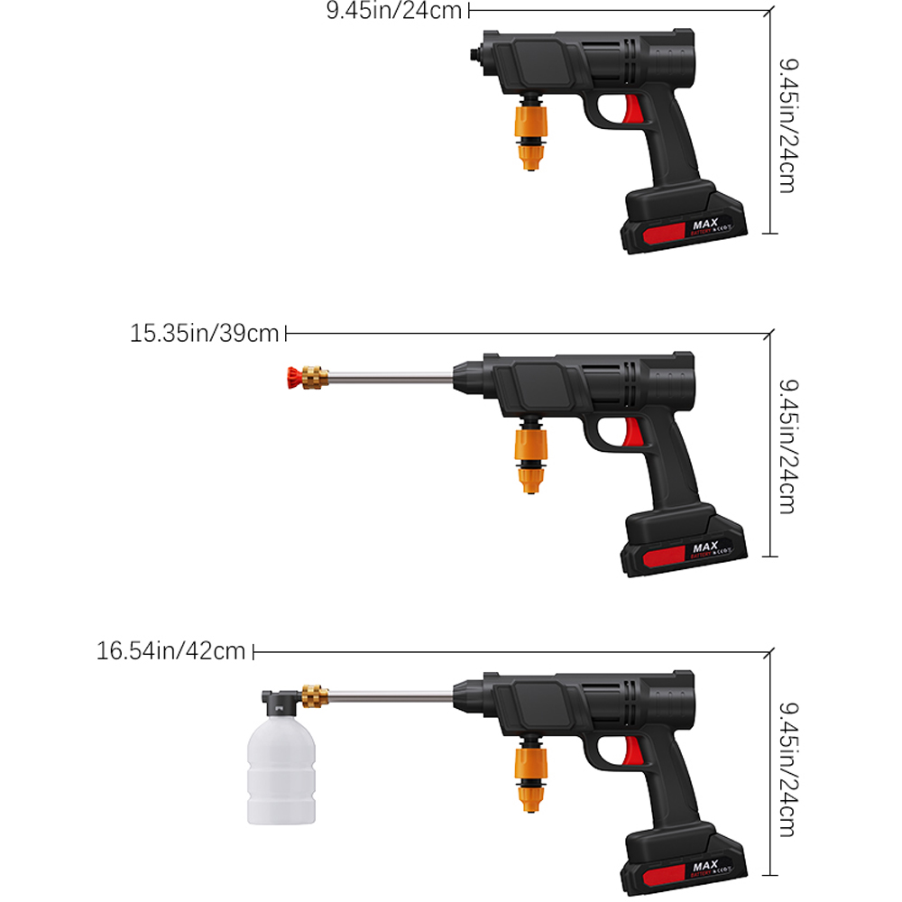 Living and Home Black Electric Cordless Handheld Pressure Washer with 2 Battery Image 9