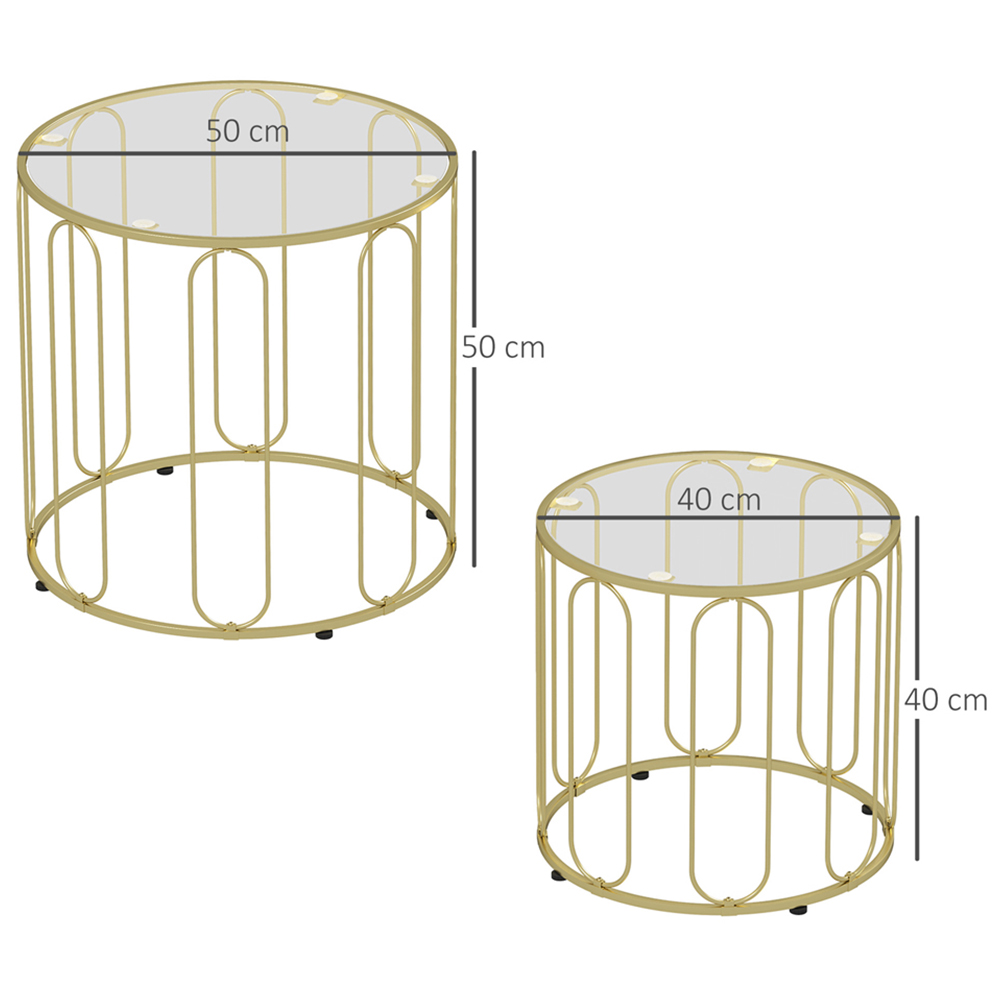 HOMCOM Gold Metal Frame Nesting Coffee Table Set of 2 Image 9