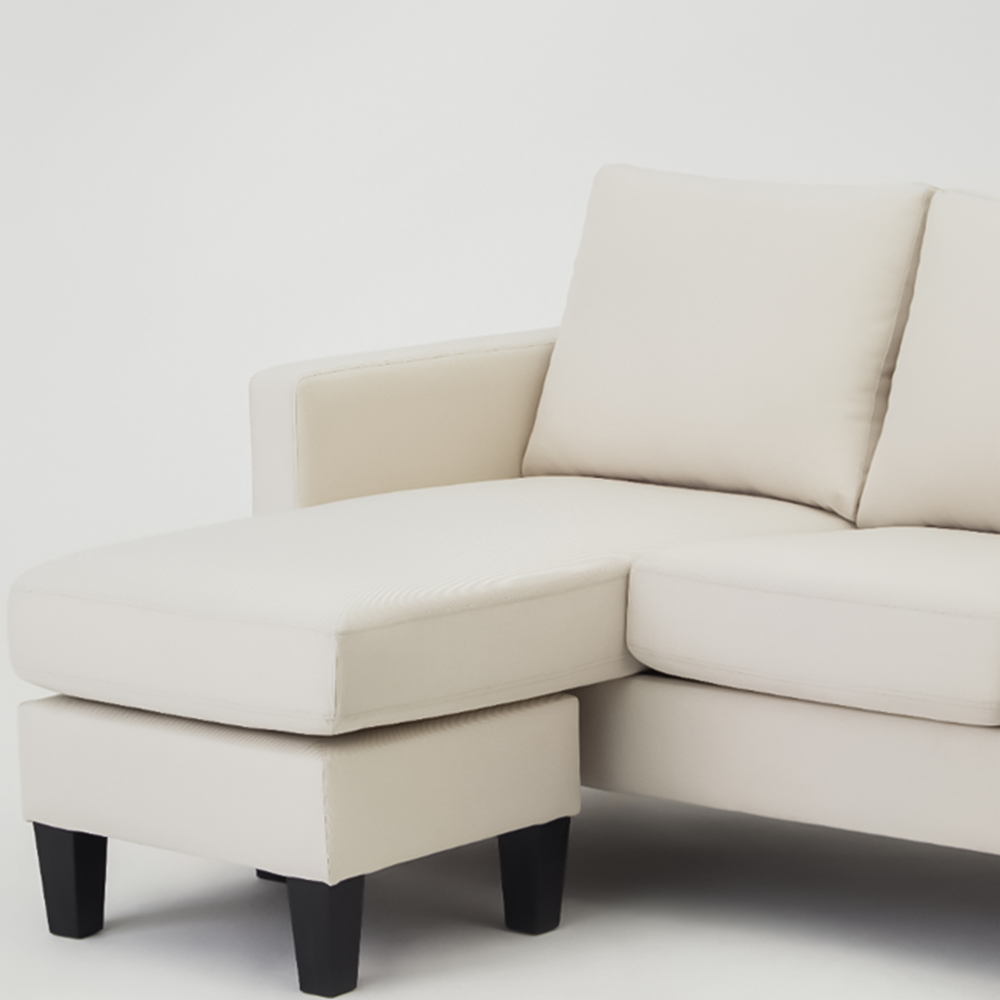 Home Detail Leah 3 Seater Cream Fabric L Shape Sofa Image 4