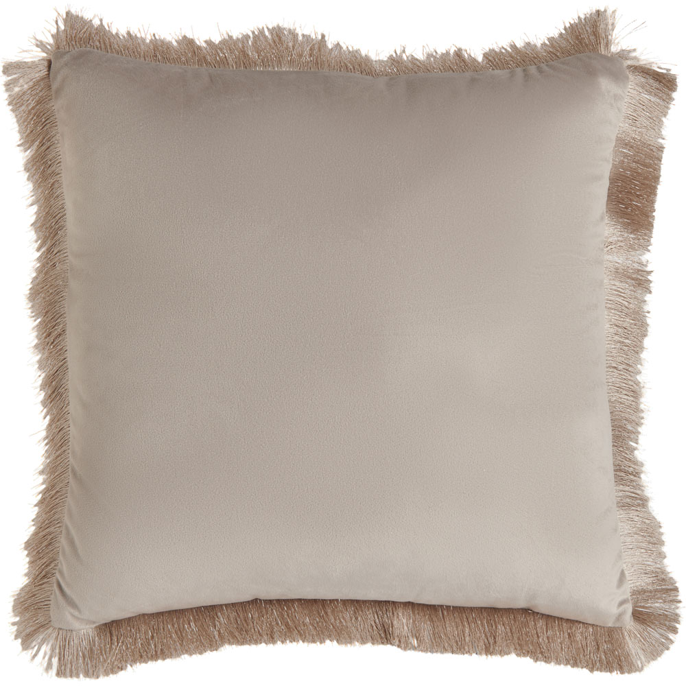 Wilko Grey Silky Fringe Cushion 43 x 43cm   Image 1