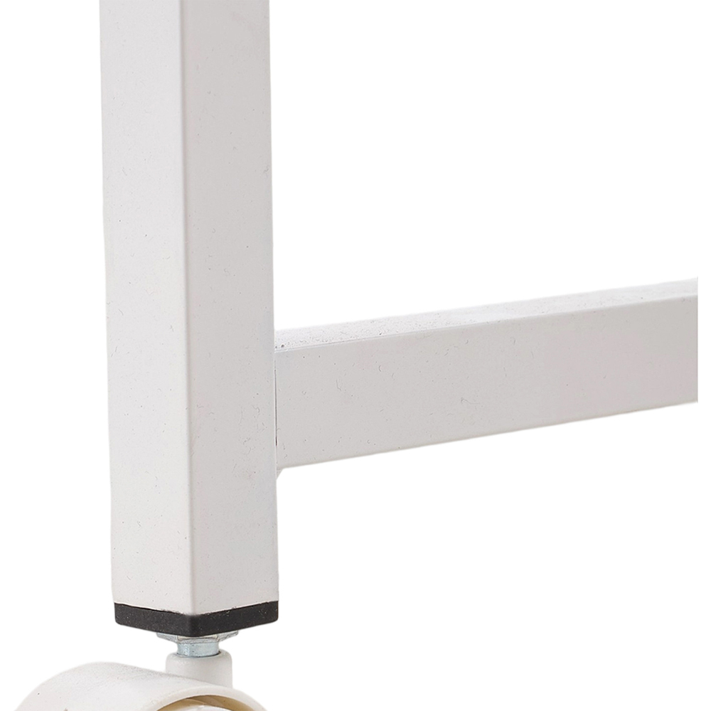 Living and Home Metal Frame Foldable Office Desk with Lockable Casters Cream White Image 6