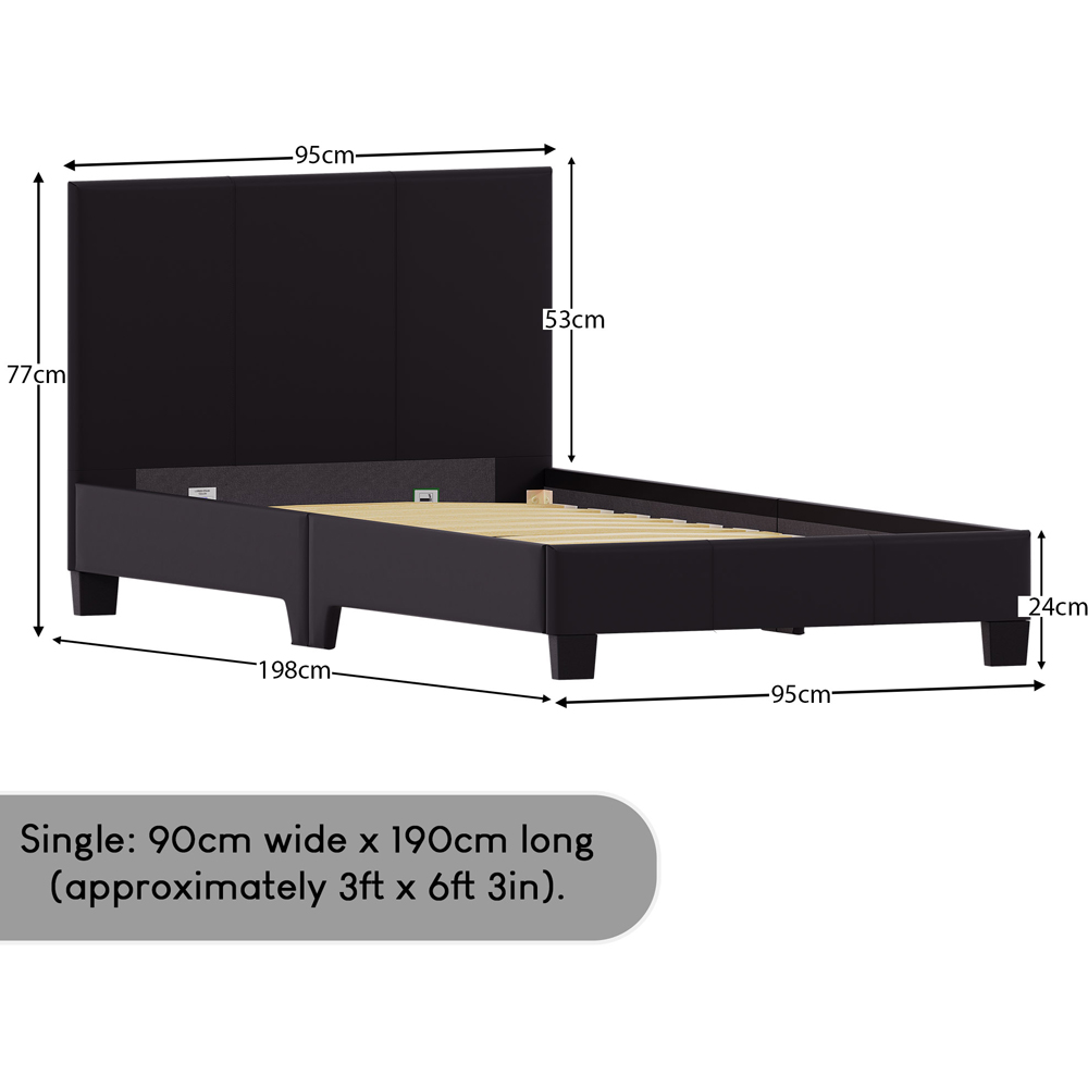 VIDA DESIGNS Lisbon Single Black Faux Leather Bed with Gel Memory Foam Mattress Image 9