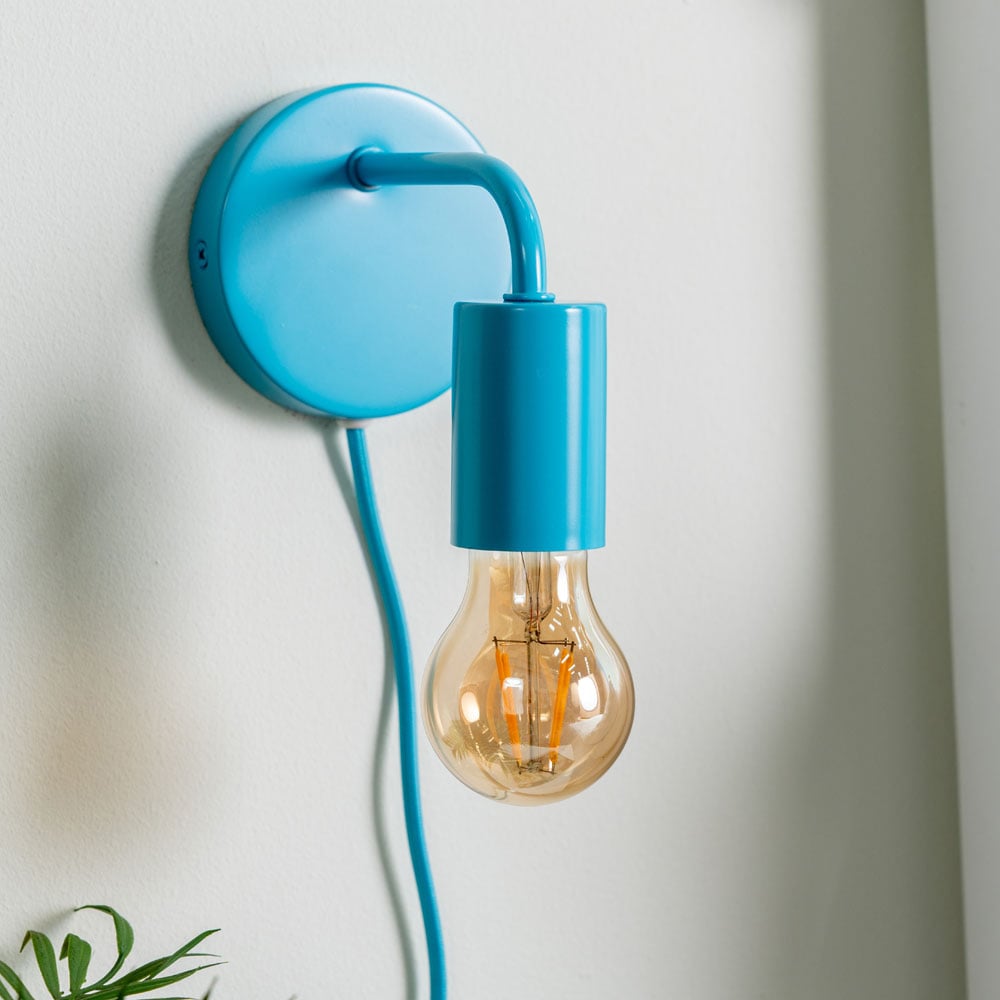 ValueLights Jordy Colour Pop Blue Plug-in LED Wall Light Image 6