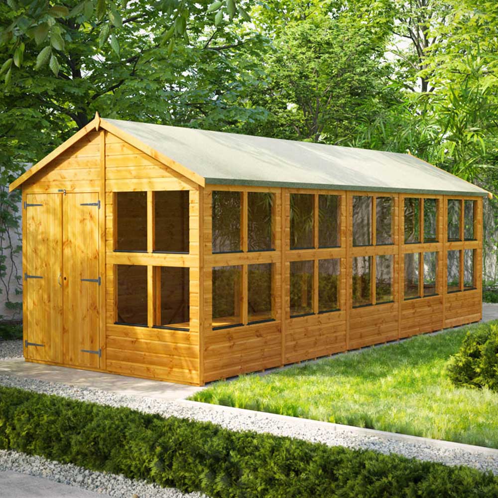 Power 20 x 8ft Apex Potting Shed with Double Doors Image 2