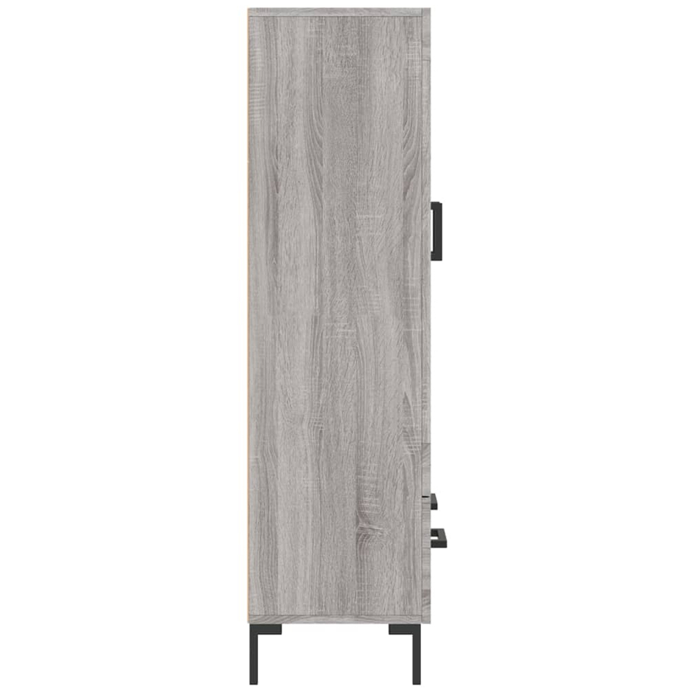 vidaXL 2 Glass Door Single Drawer Grey Sonoma Highboard with Metal Legs Image 7