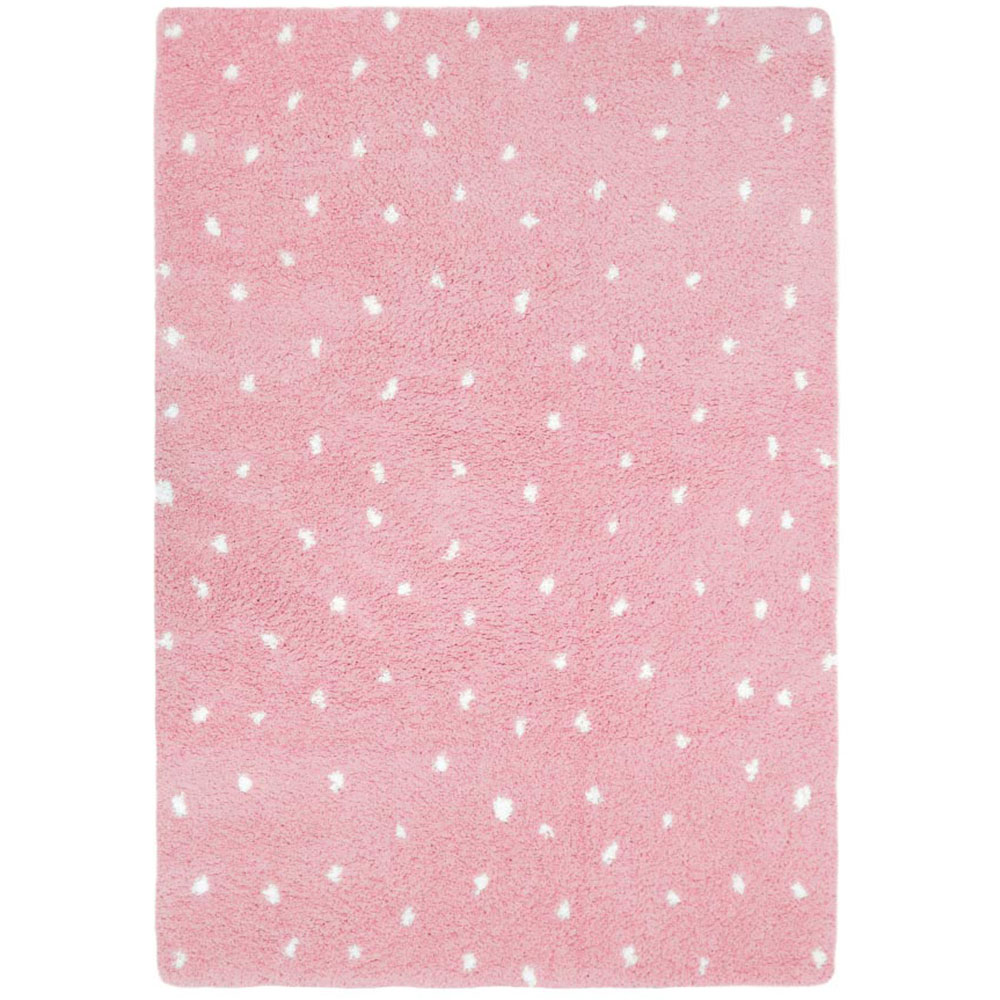 Homemaker Pink Spotty Snug Shaggy Rug 80 x 150cm Image 1