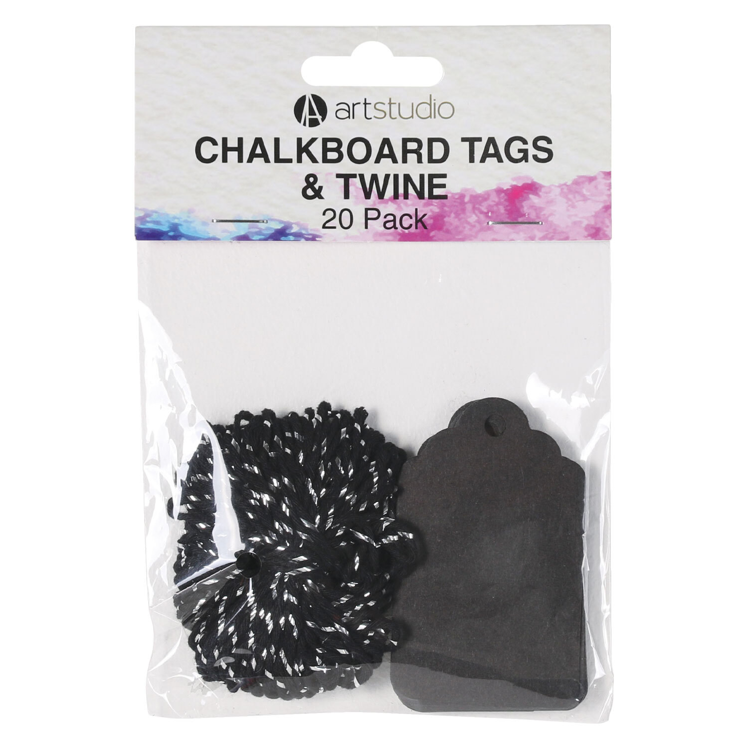Pack of 20 Art Studio Chalkboard Tags and Twine Image