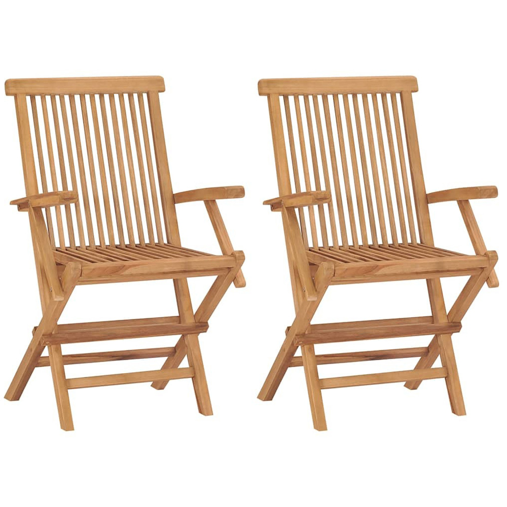 Walplus Set of 2 Teak Wood Folding Chair with Armrest Image 2