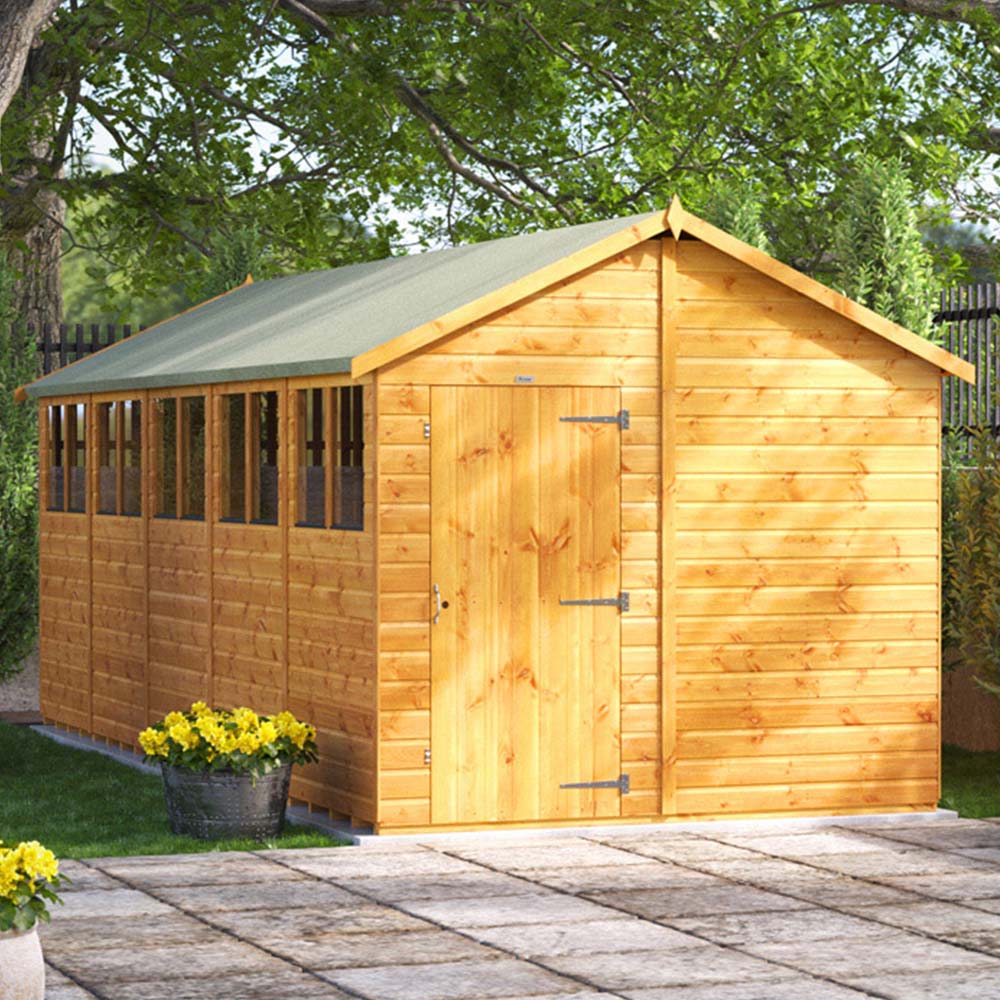 Power Sheds 20 x 8ft Apex Wooden Shed with Window Image 2
