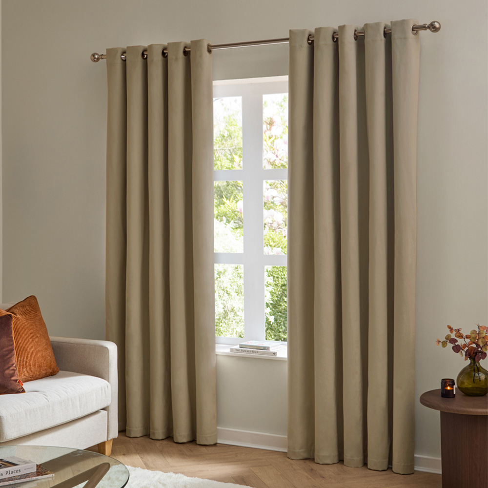 Furn The Ultimate Mocha Velvet Fully Lined Eyelet Curtains 229 x 137cm Image 1