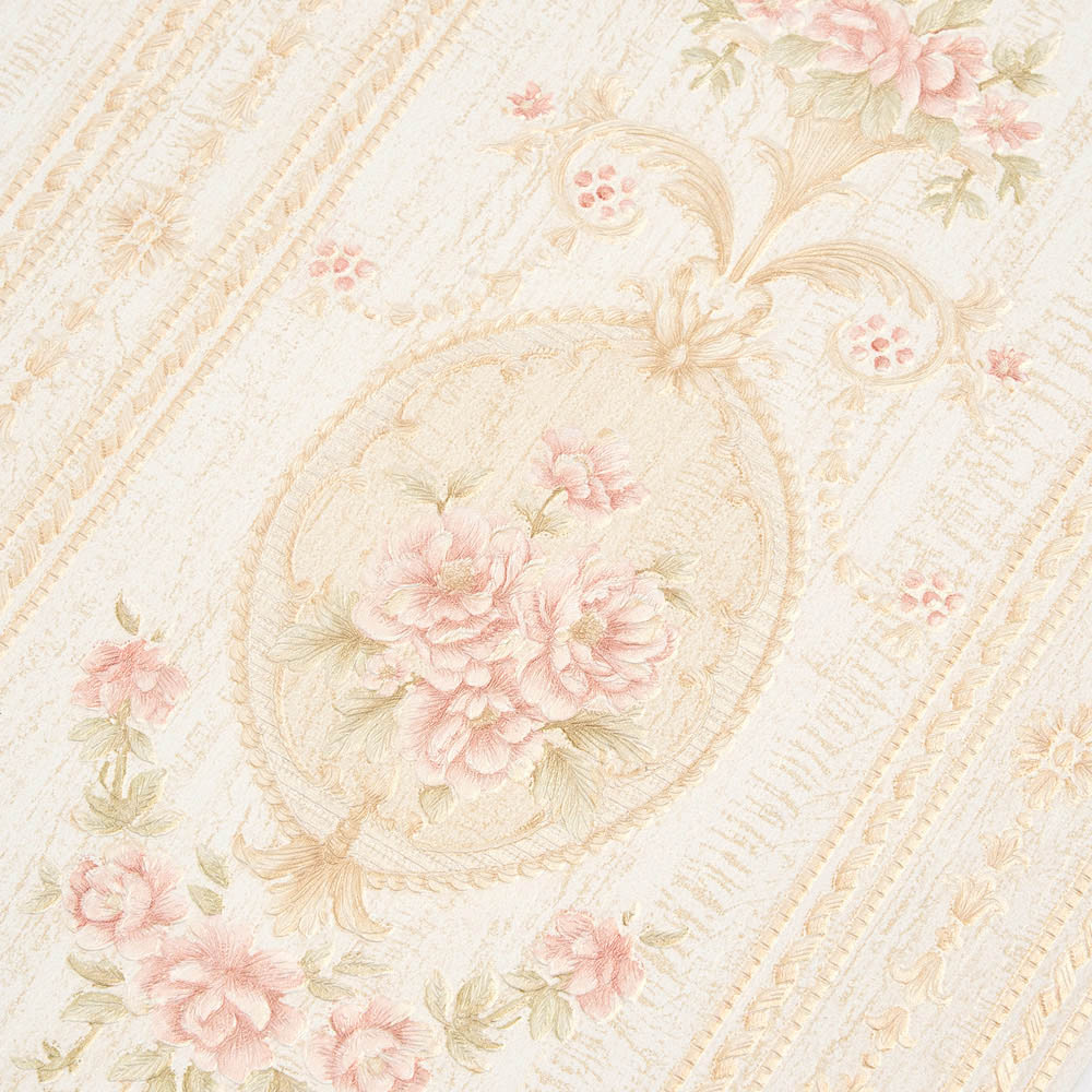 Living and Home Damask Pattern 3D Embossed Light Beige Non-Pasted Non-Woven Vintage Wallpaper Image 6