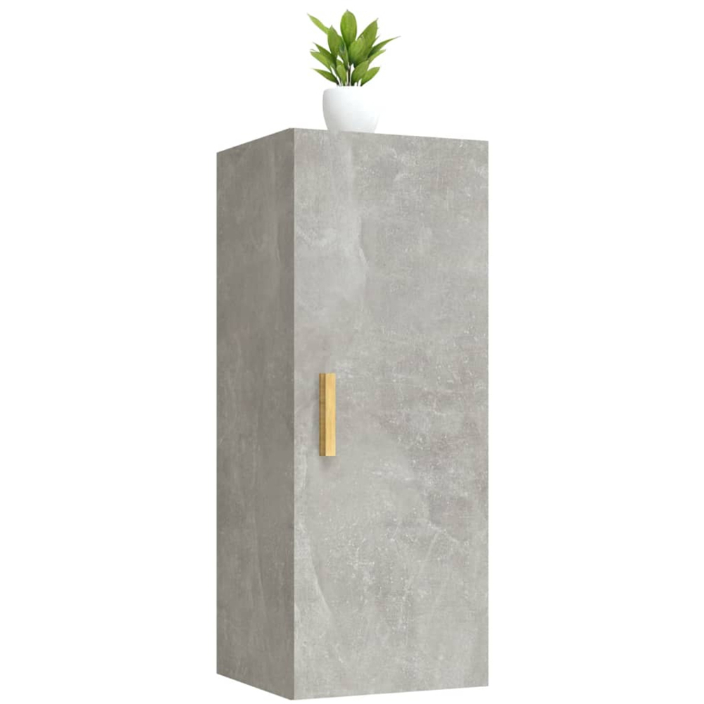 vidaXL Single Door Concrete Grey Wall Cabinet with Gold Handle Image 4
