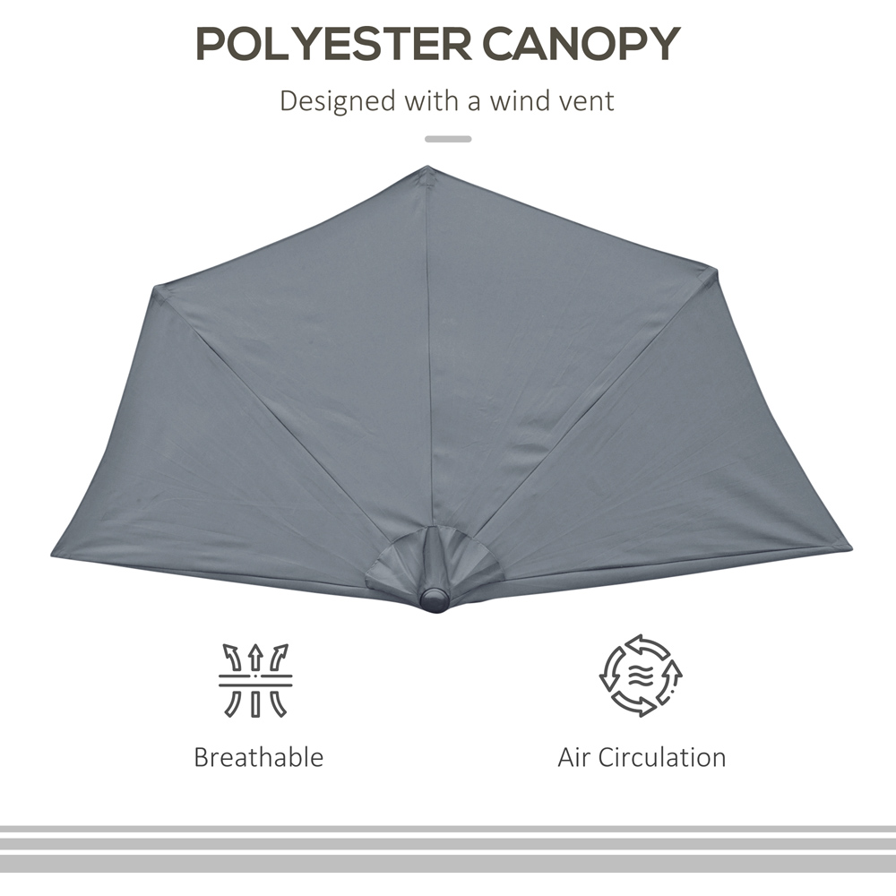 Outsunny Metal Frame Half Round Umbrella 2.7m Image 4