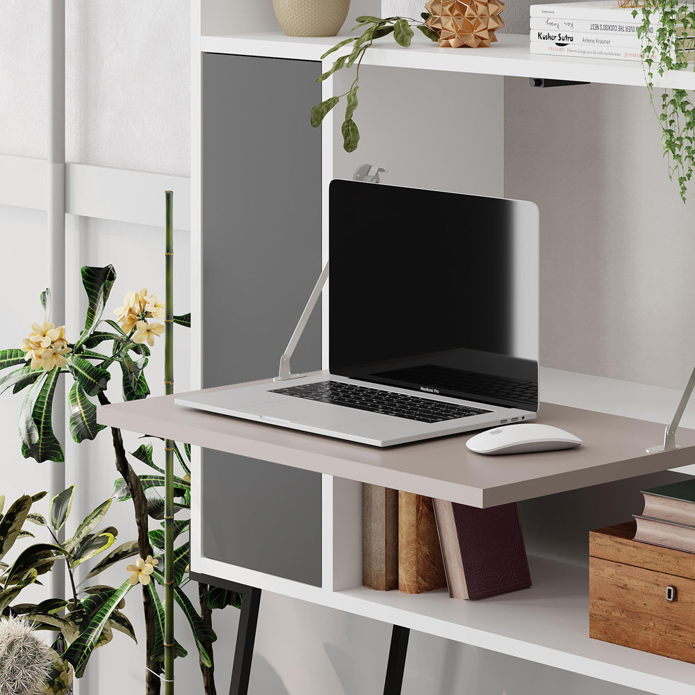 Decortie Tatti Laptop Desk with Shelf White and Mocha Grey Image 5