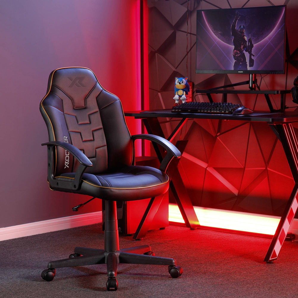 X Rocker Saturn Black and Gold Mid-Back Wheeled Juniors and Teens Esport Gaming Chair Image 2