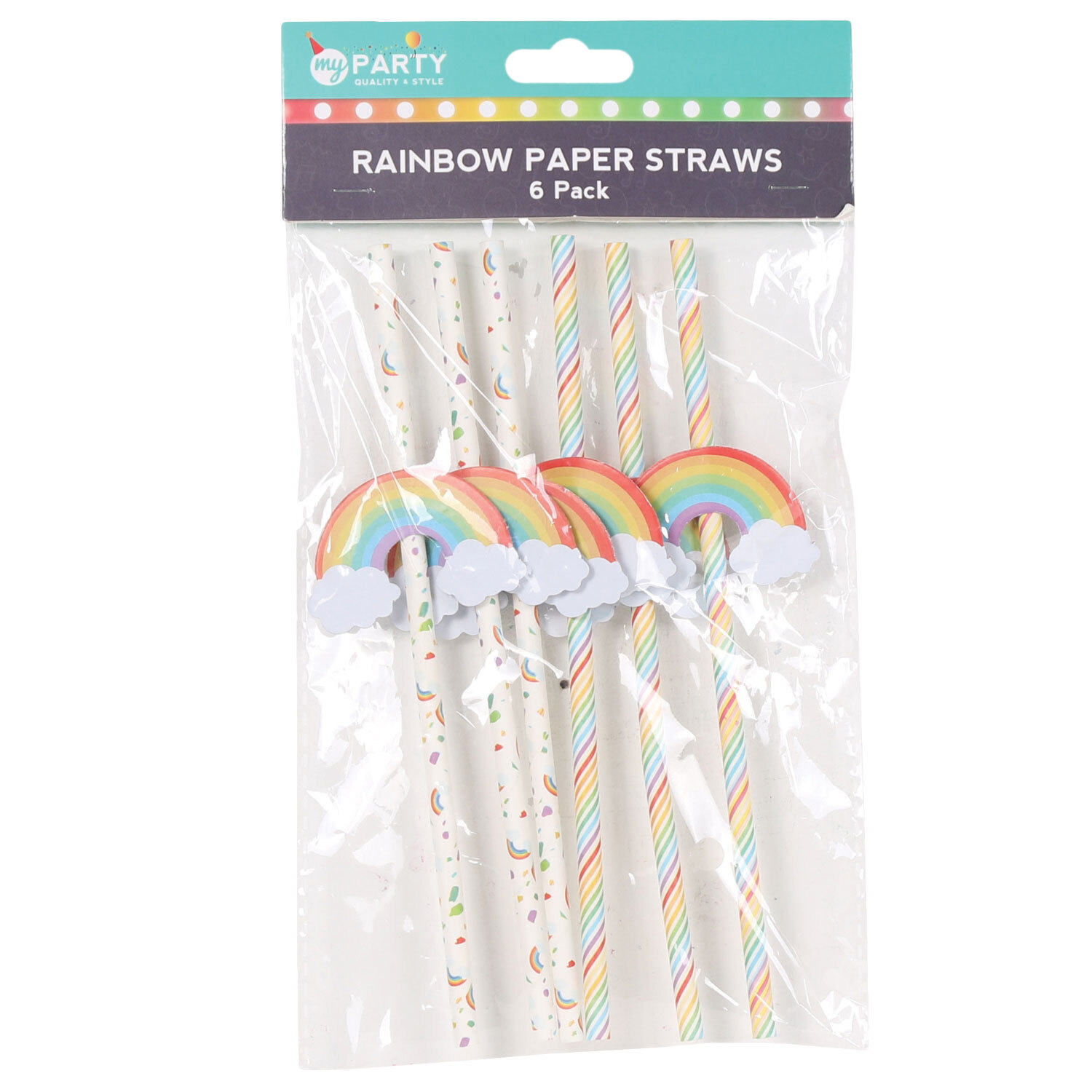 Pack of Six Rainbow Paper Straws Image 2