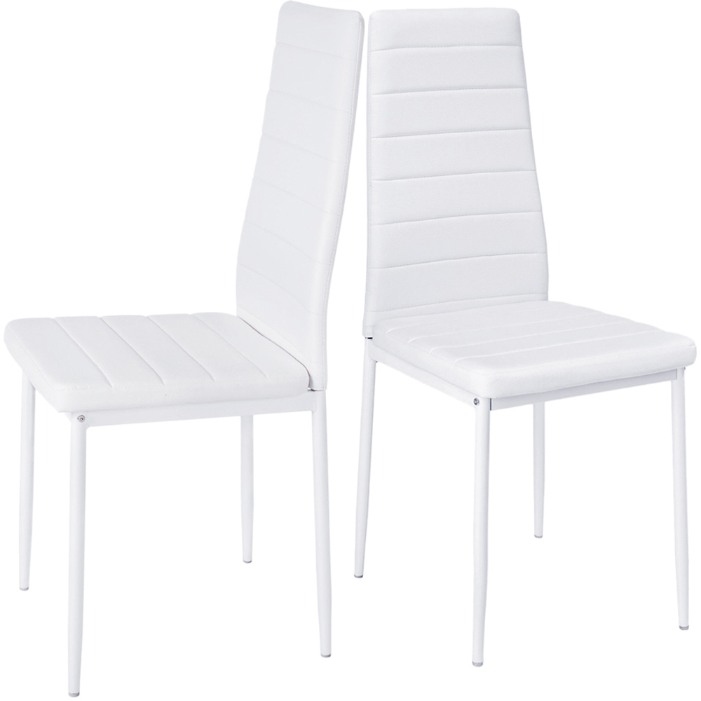 Living and Home Set of 2 White PU Leather Armless High Back Dining Chair Image 5