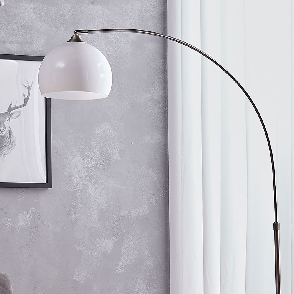 Living and Home White Arched Floor Lamp with Height Adjustable 145 to 220cm Image 5