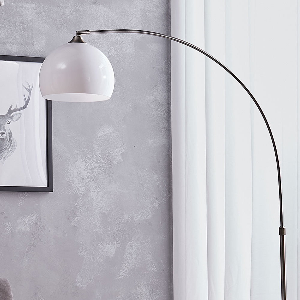 Living and Home Modern Arched Floor Lamp with White Lampshade Image 5