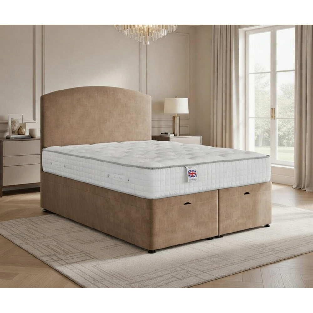 DS Living Opulence King Size Mink Velvet Upholstered Ottoman Bed Image 6