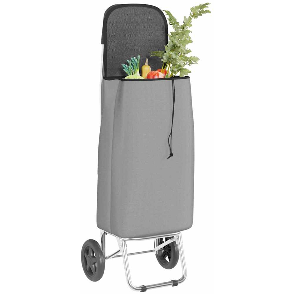 vidaXL 35 x 28 x 92cm Grey Foldable Shopping Trolley Image 3
