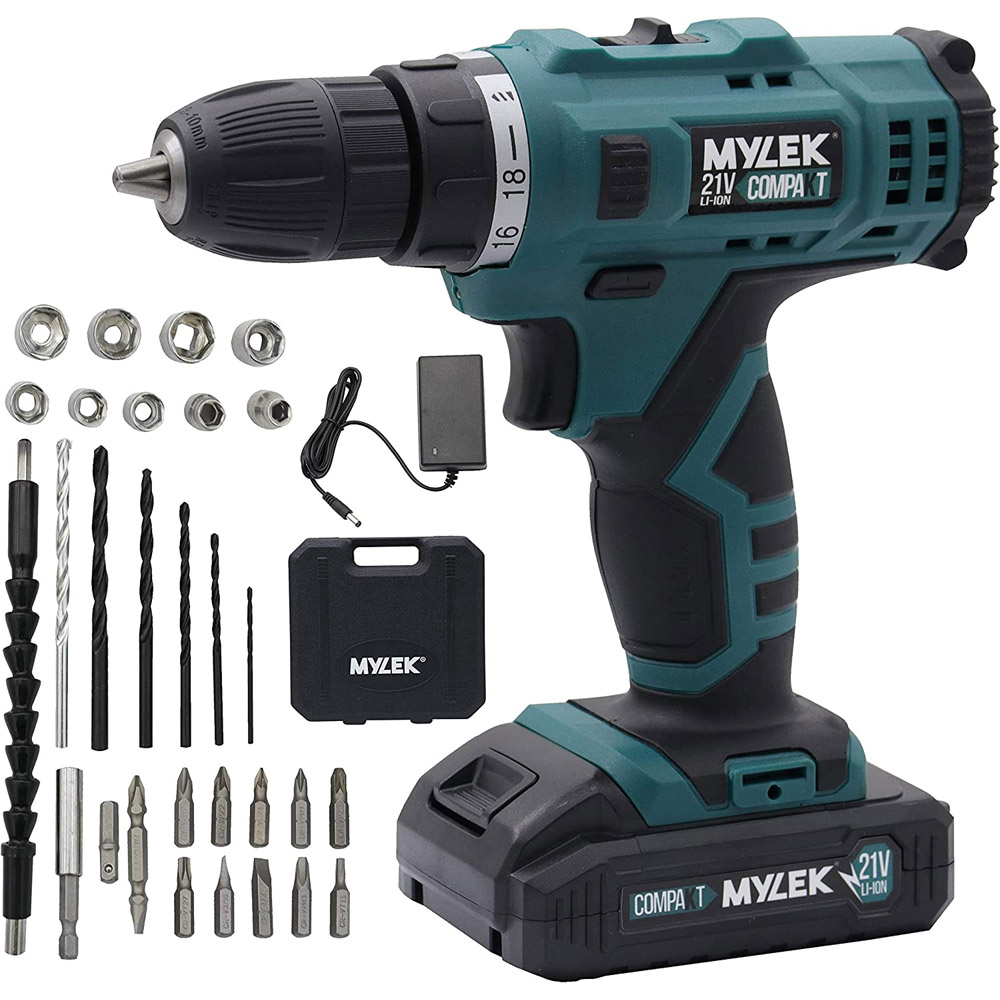 MYLEK 21V Drill Drive Including Battery and 29 Accessories Image 1