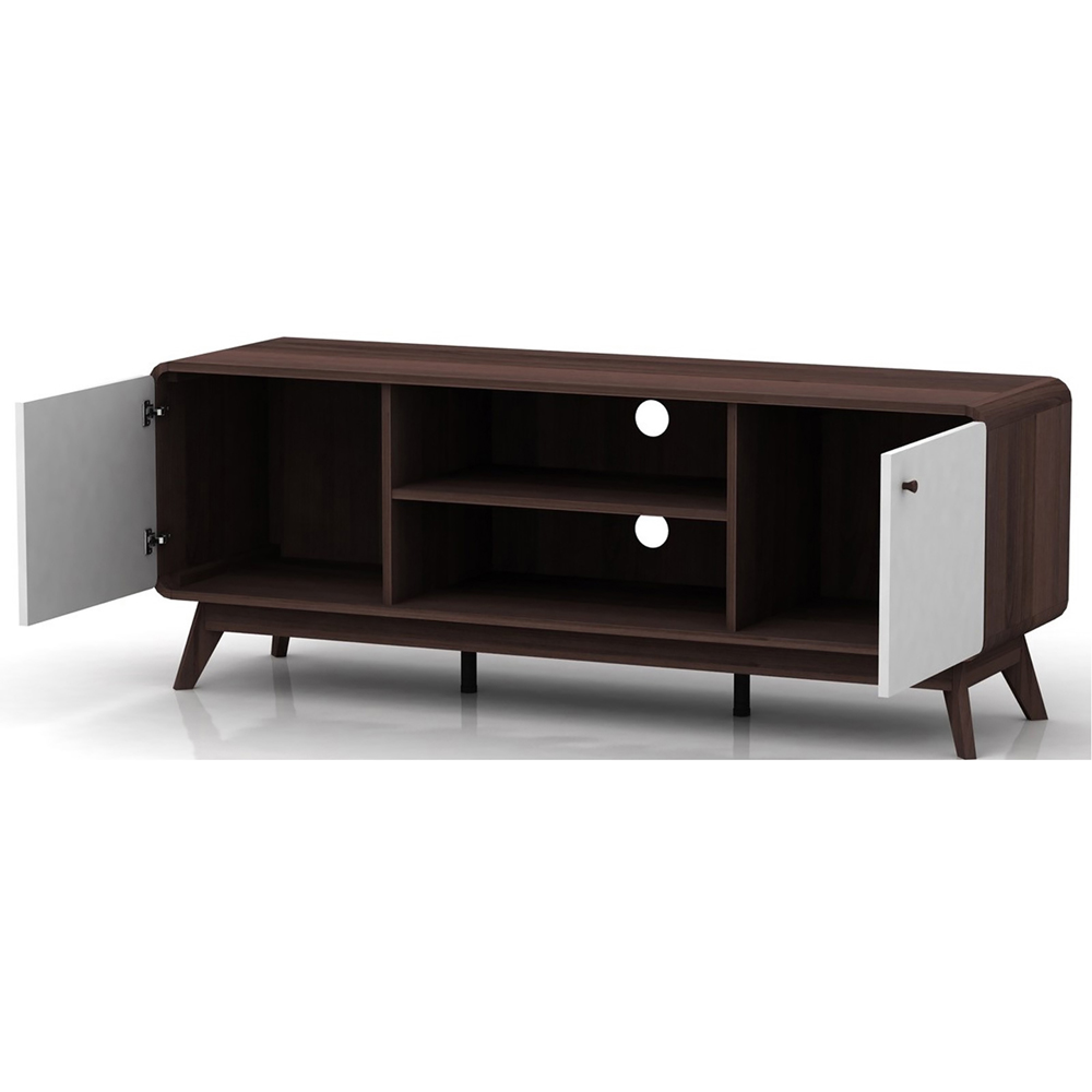 Loft24 Cassie 2 Door 2 Shelf White Walnut TV Stand Image 3
