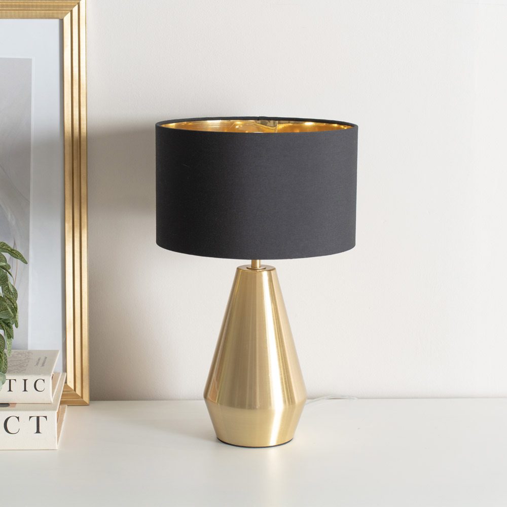 ValueLight Jax Black Gold Inner Shade Gold Dimmable LED Touch Table Lamp Image 2