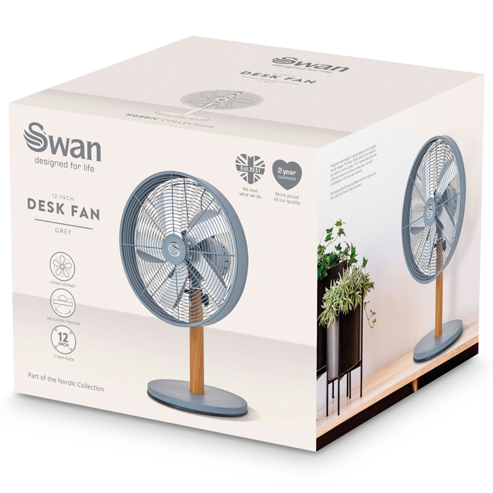 Swan Nordic Grey Adjustable Oscillating Desk Fan 12 inch Image 3
