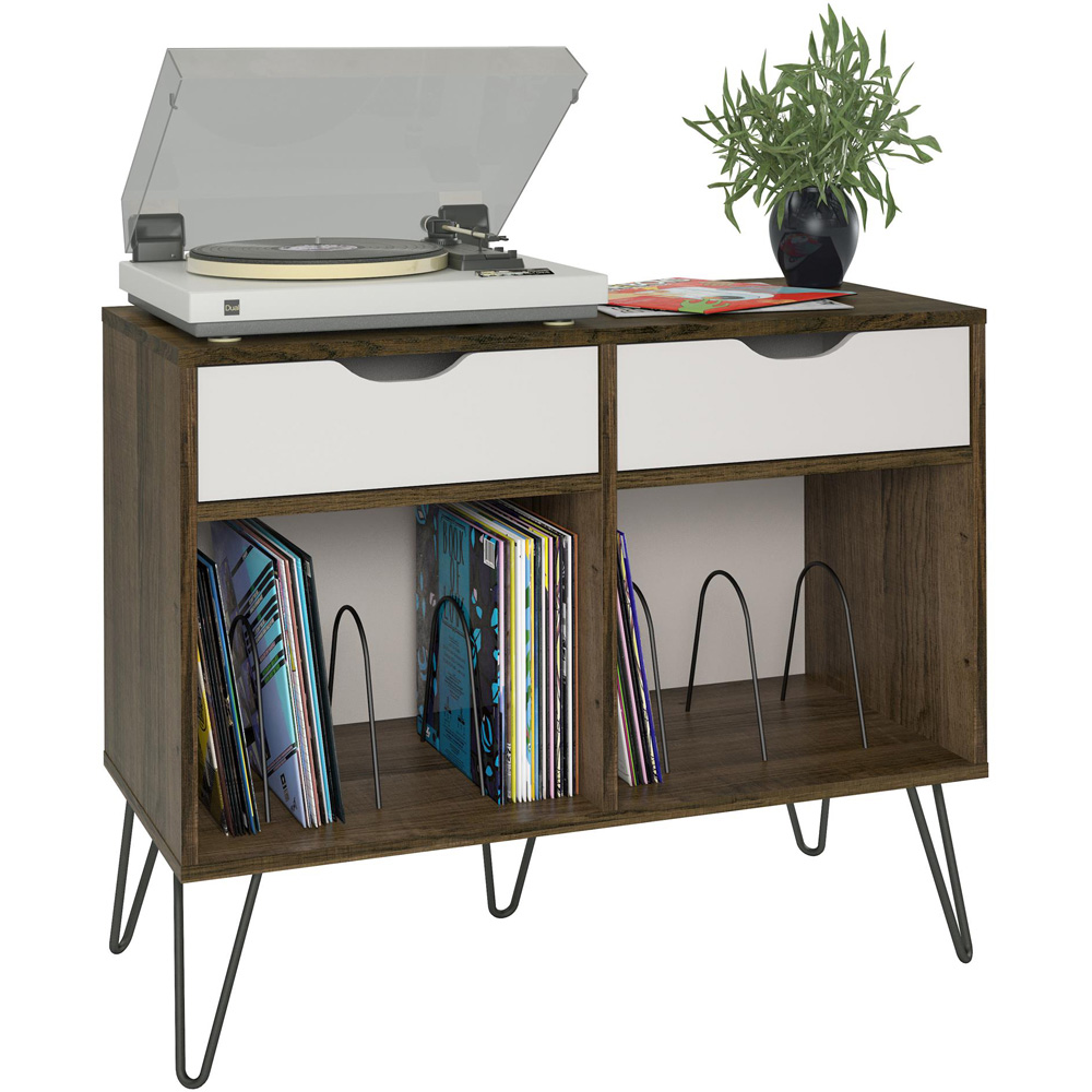 Novogratz Harmony 2 Drawer Brown Oak Turntable Stand Image 3