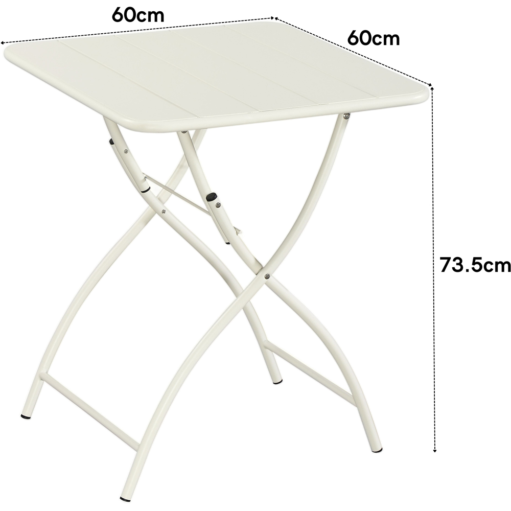Core Products 2 Seater White Square Metal Foldable Garden Bistro Table Image 7