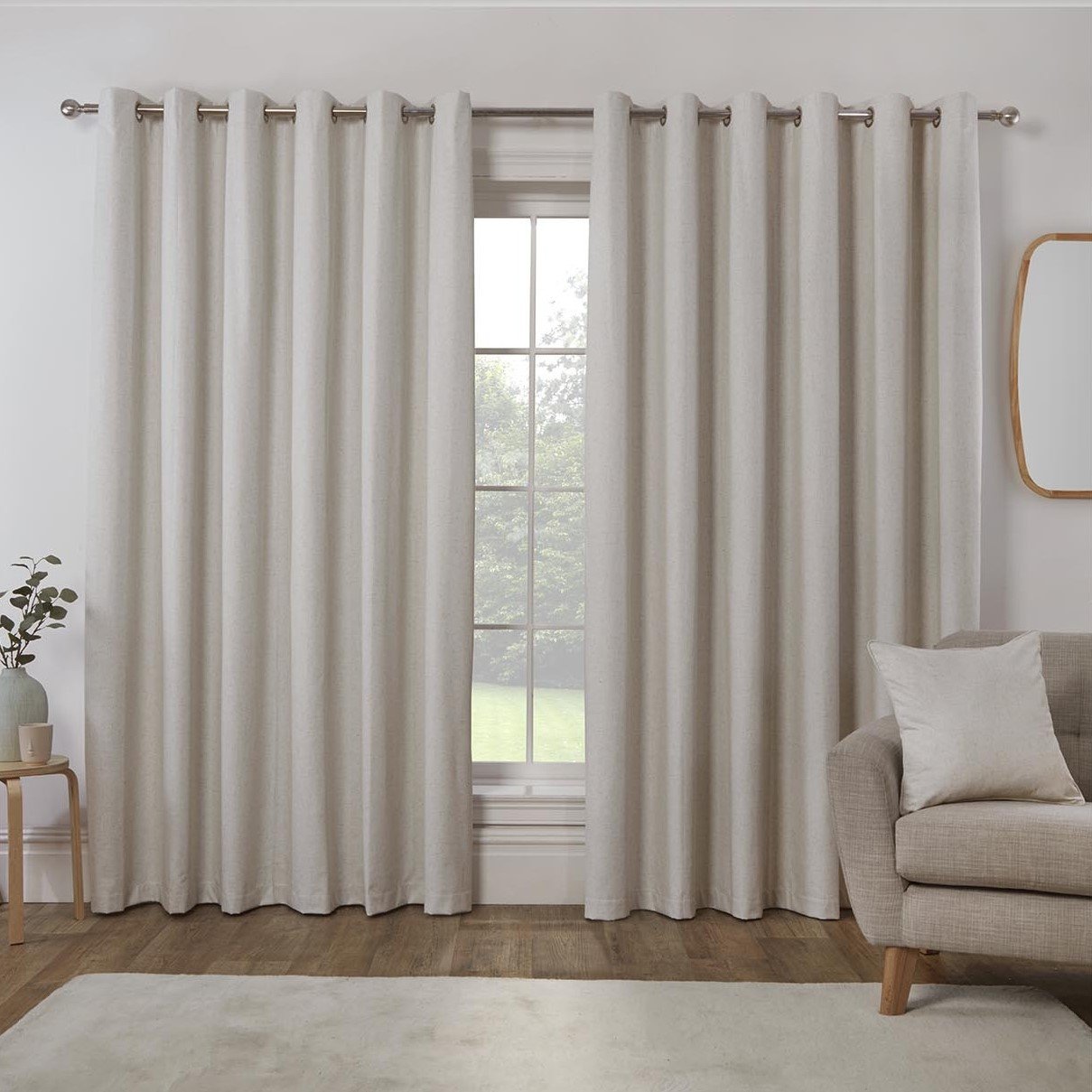 Divante Verona Linen Look Curtains - Natural / 229cm Image 1
