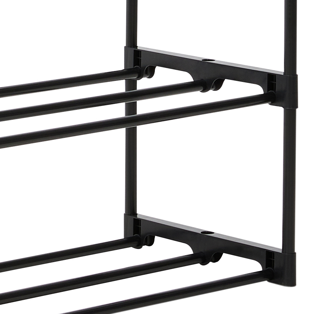 H&O Direct 2 Shelf Black Double Rod Metal Clothes Rack with Hooks Image 3