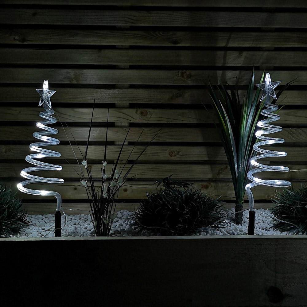 Samuel Alexander 4 Piece Cool White LED Spiral Tree Path Christmas Light Set Image 4