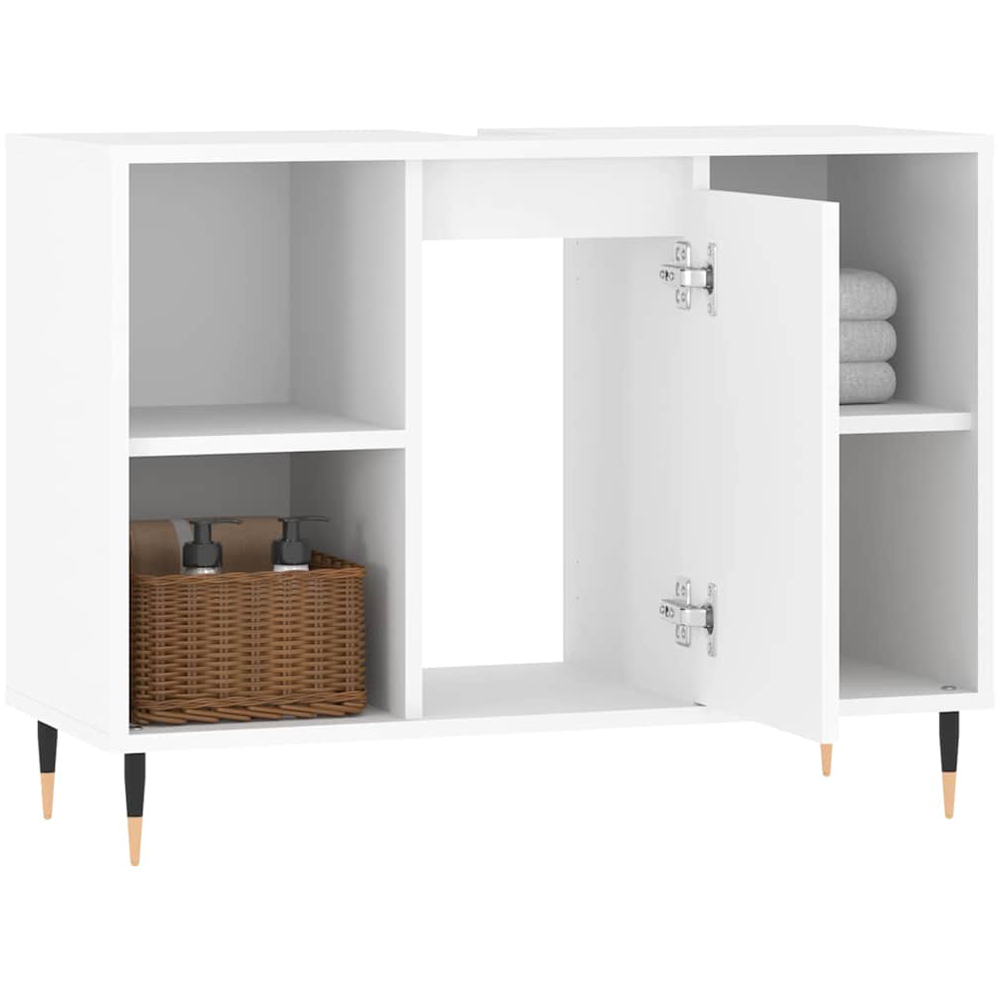 vidaXL Single Door White Wood Bathroom Cabinet Image 3