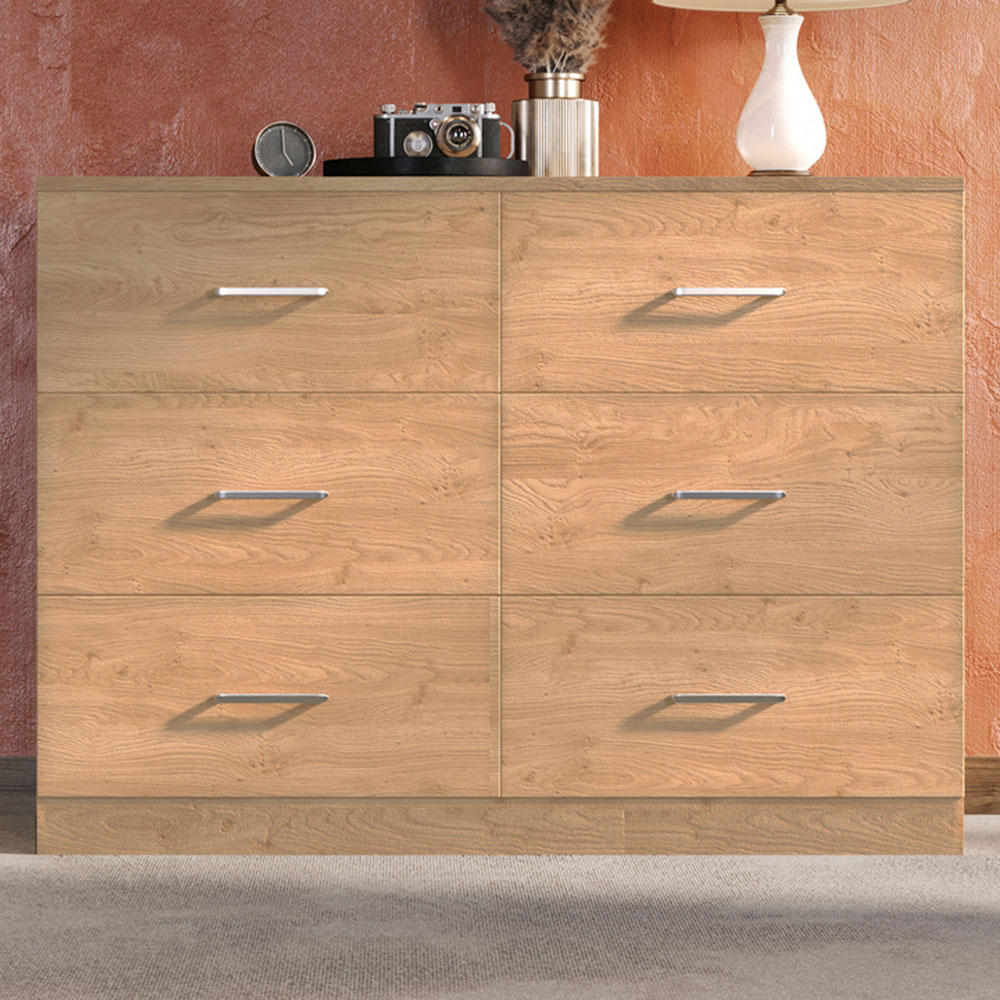 Seconique Dakota 6 Drawer Oak Effect Storage Chest Image 1