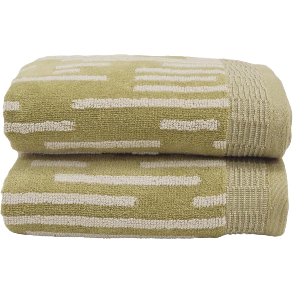 Allure Bath Fashions Pop Up Zero Twist Barcode Stripe Sage Green Hand Towel 2 Pack Image 1