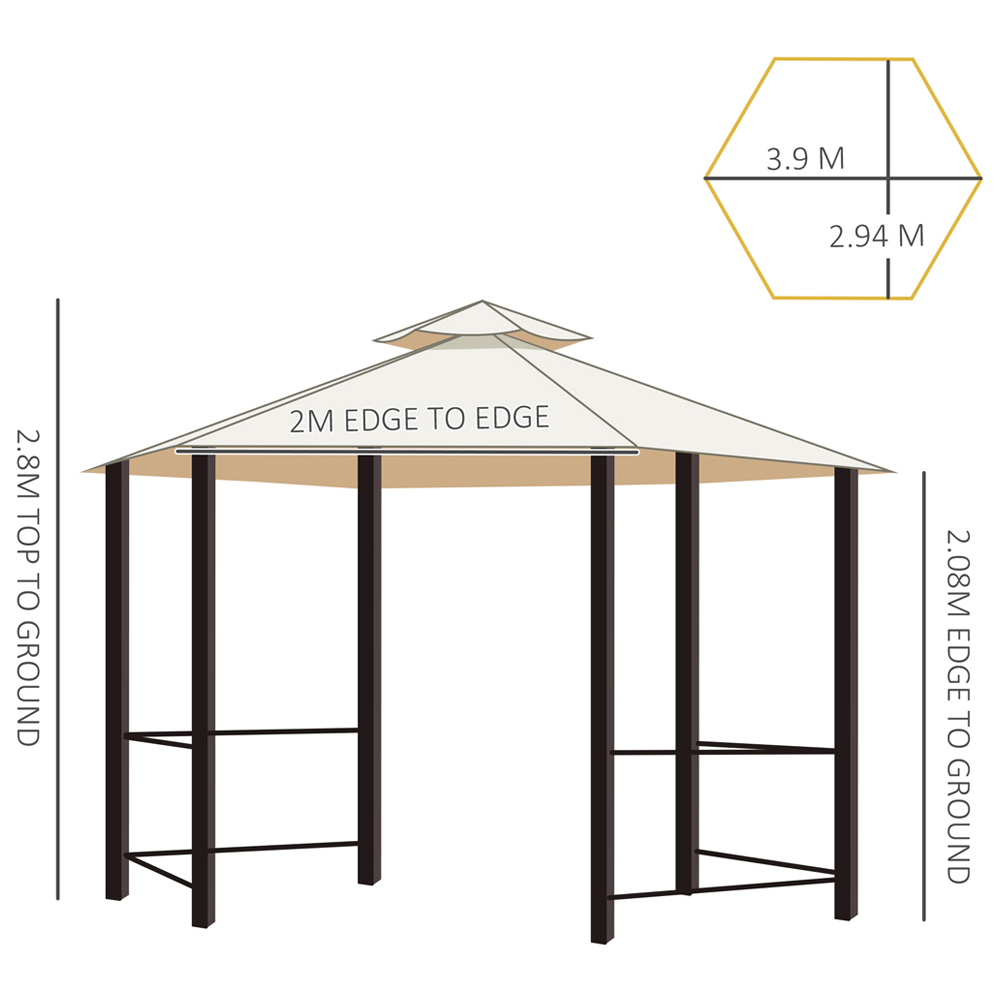 Outsunny 3 x 3m Beige 2 Tier Canopy Gazebo with Sides Image 6