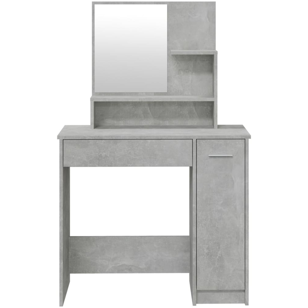 vidaXL Single Door Single Wide Drawer Concrete Grey Dressing Table with Mirror Image 6