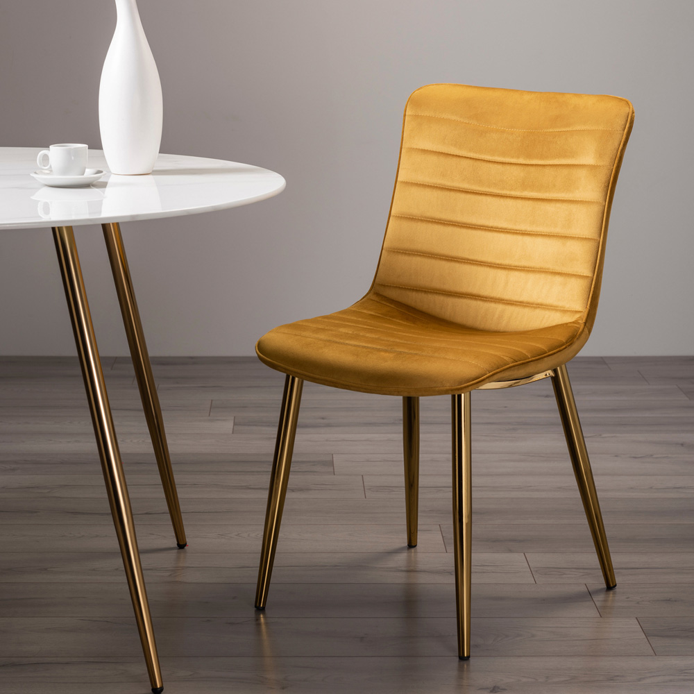 Bentley Designs Rothko Set of 2 Mustard Velvet Dining Chair Image 6