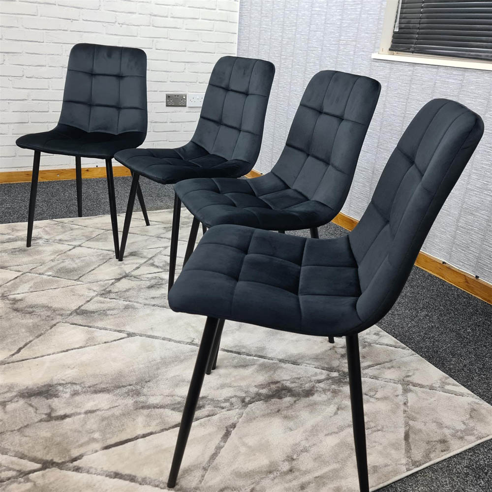 Portland 5 Seater Velvet Wooden Dining Set with Bench Brown and Black Image 4
