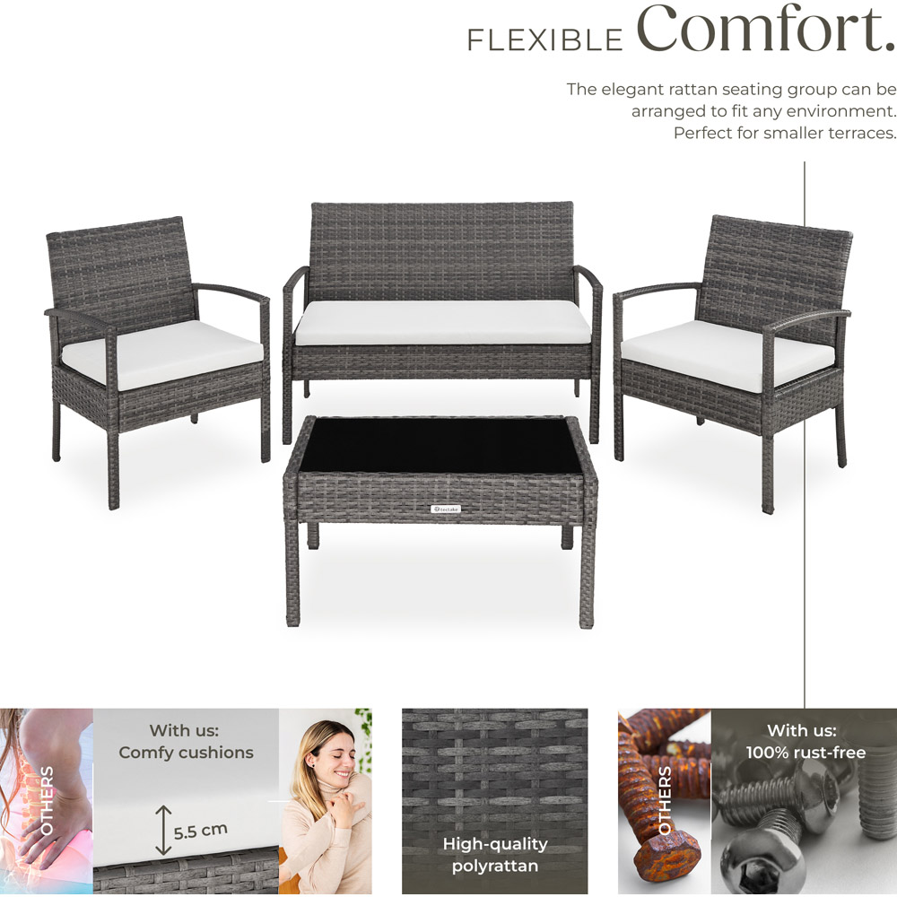 tectake Sparta 4 Seater Grey Rattan Garden Lounge Set Image 7