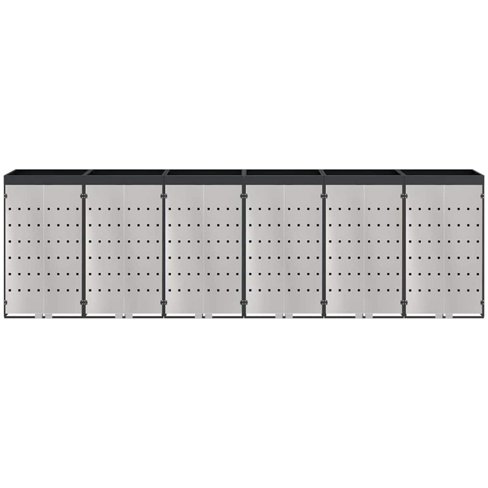 vidaXL Anthracite 6 Wheelie Bin Storage Shed with Stainless Steel Door and Planter Roof Image 6