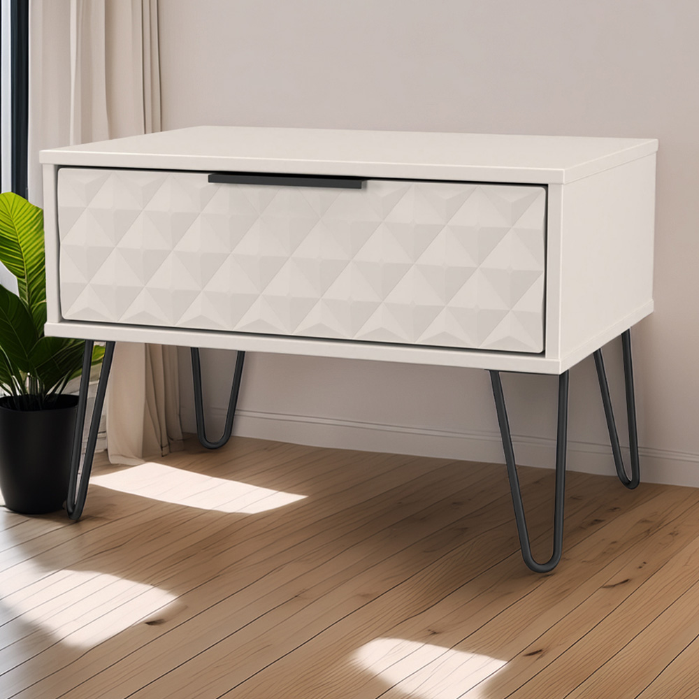 Crowndale Harlequin Single Drawer Kashmir Matt Wide Side Table Ready Assembled Image 1