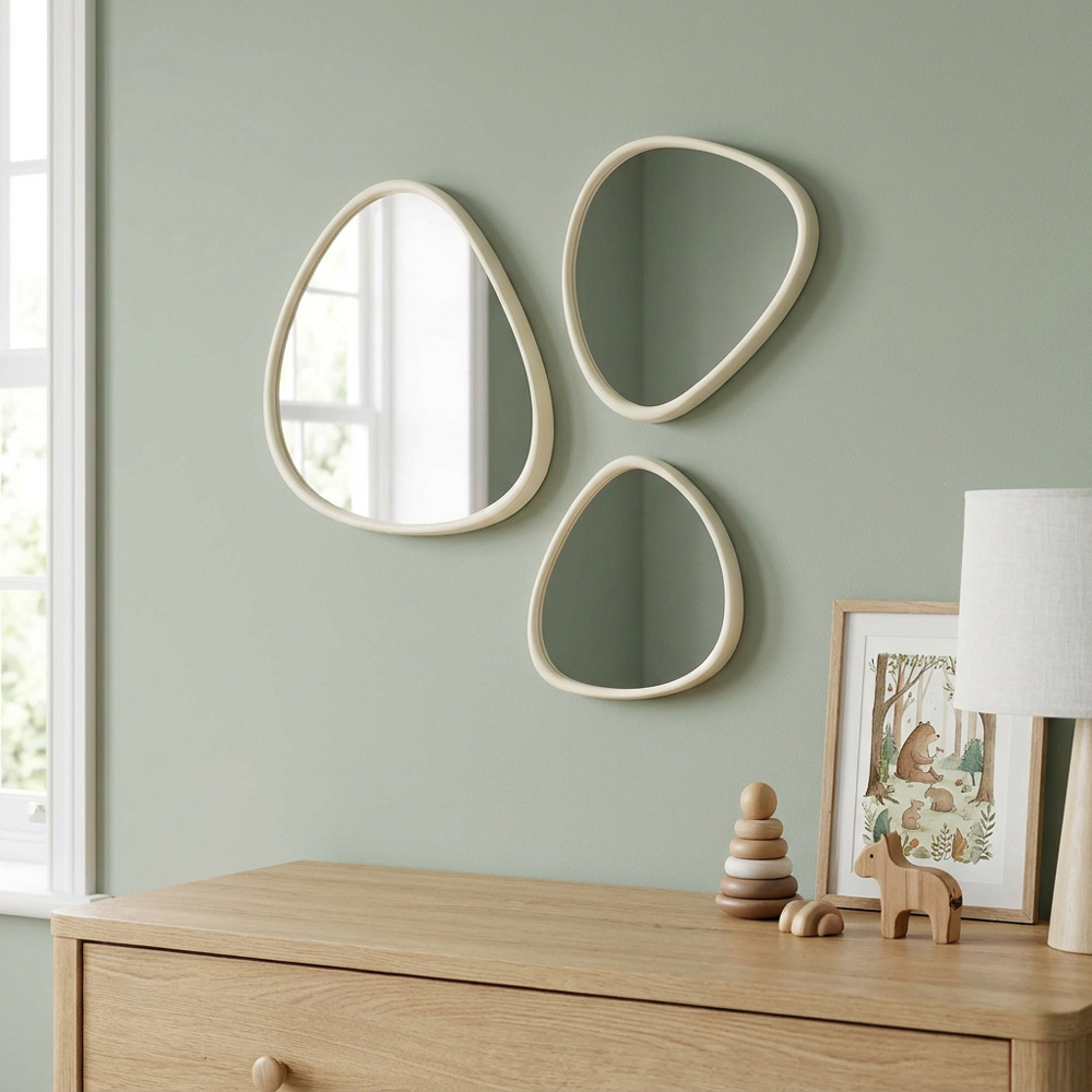 Set of 3 Stone Organic Shape Mirrors Image 4