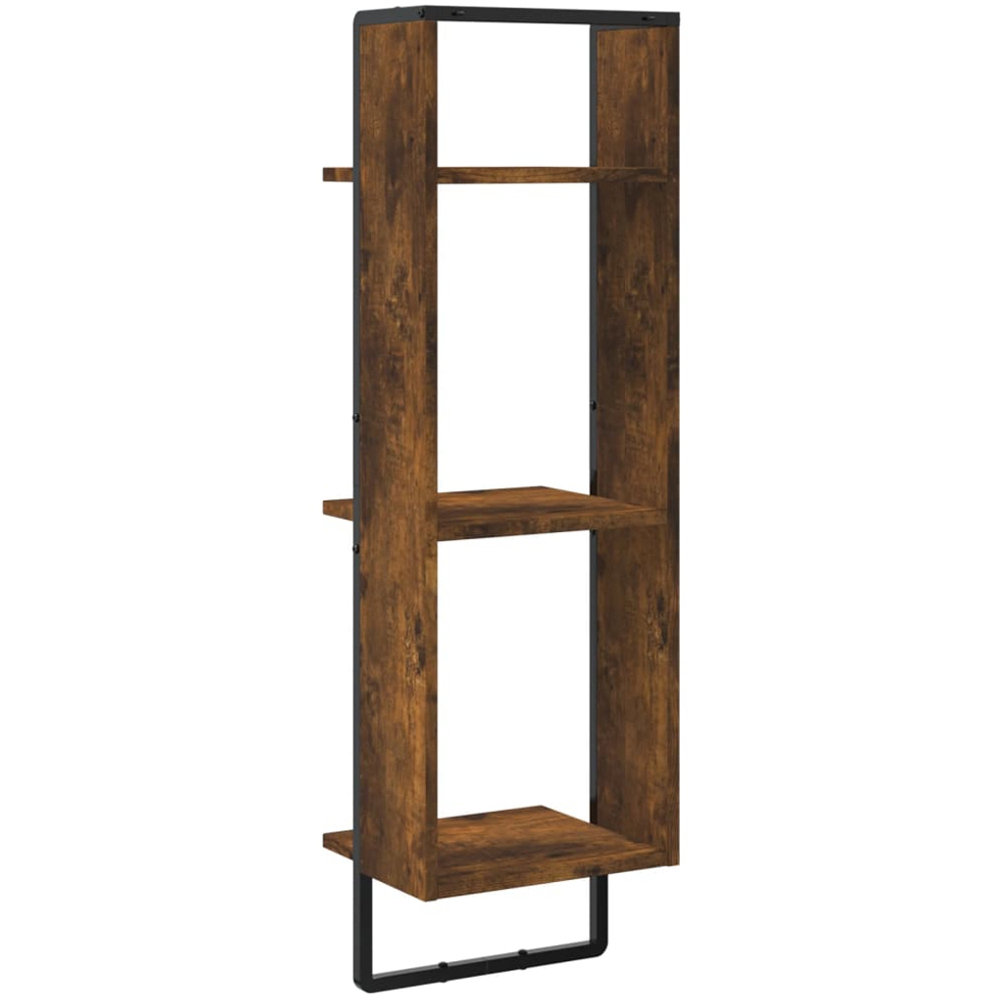 vidaXL 3-Tier Smoked Oak Wall Shelf Set of 2 Image 5